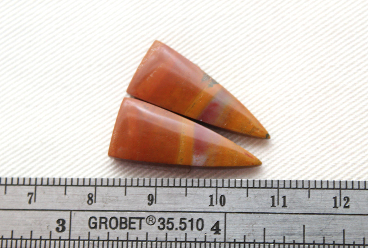 Paire de Cabochons Jaspe Australien marquise gris terre cuite