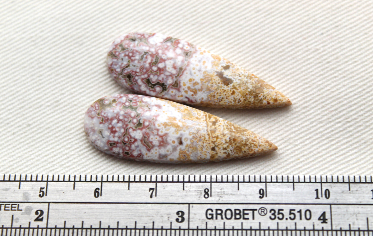 River Jasper Cabochon Pair Gemstone pink beige