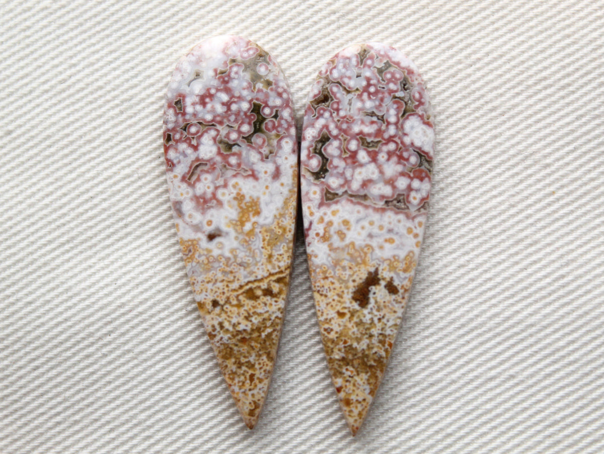 River Jasper Cabochon Pair Gemstone pink beige