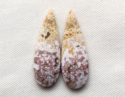 River Jasper Cabochon Pair Gemstone pink beige