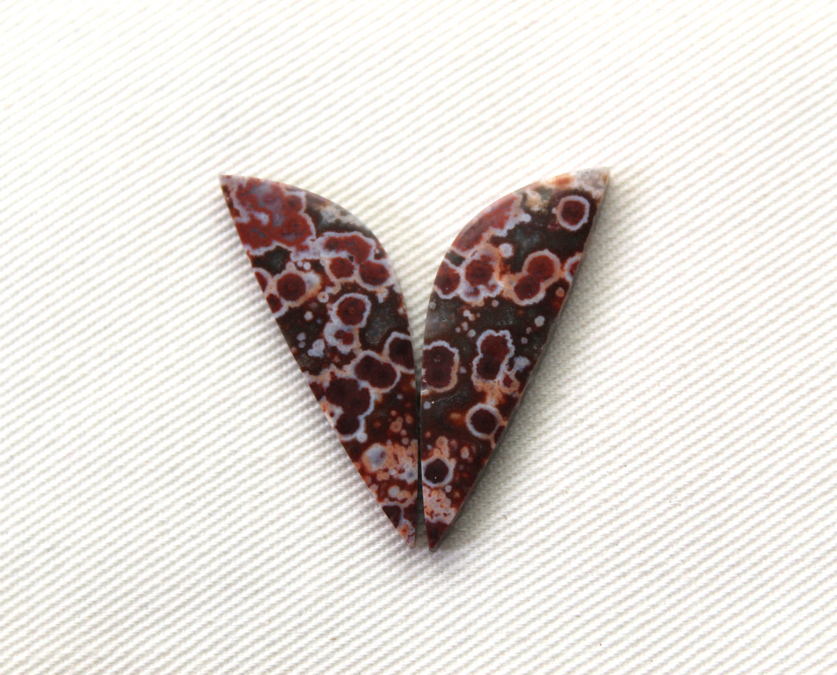 Thin River Jasper Cabochon Pair Gemstone triangle