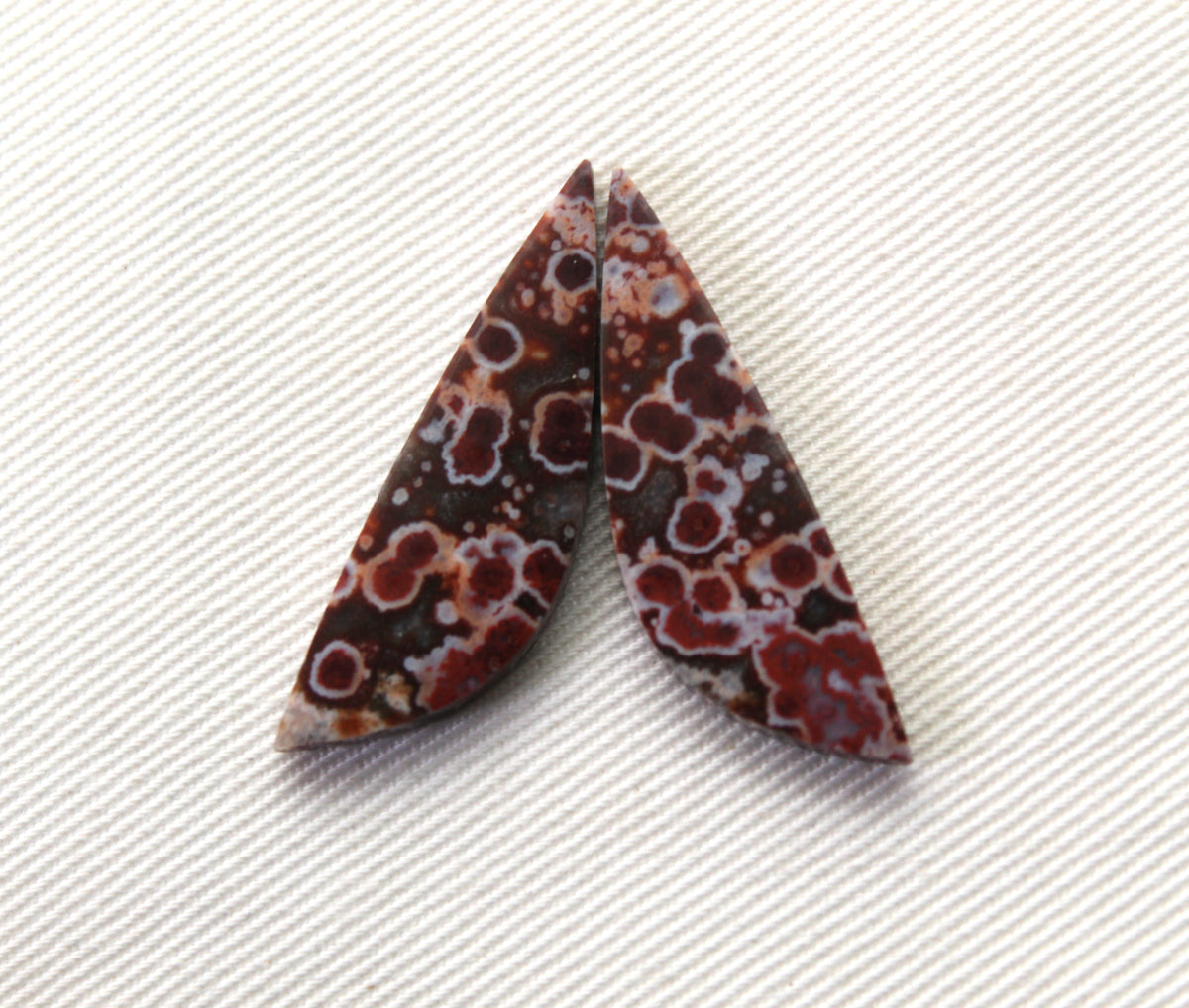 Thin River Jasper Cabochon Pair Gemstone triangle