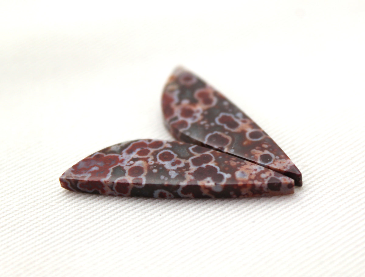 Thin River Jasper Cabochon Pair Gemstone triangle