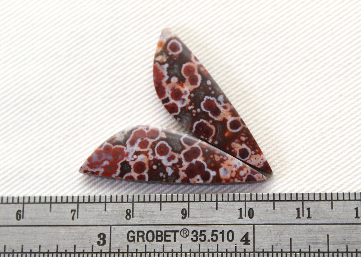 Thin River Jasper Cabochon Pair Gemstone triangle