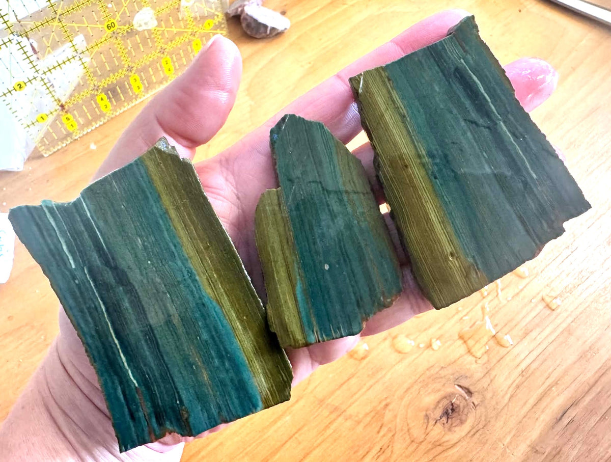 Lot of Three Larsonite (Gary Green) Natural Stone Slabs
