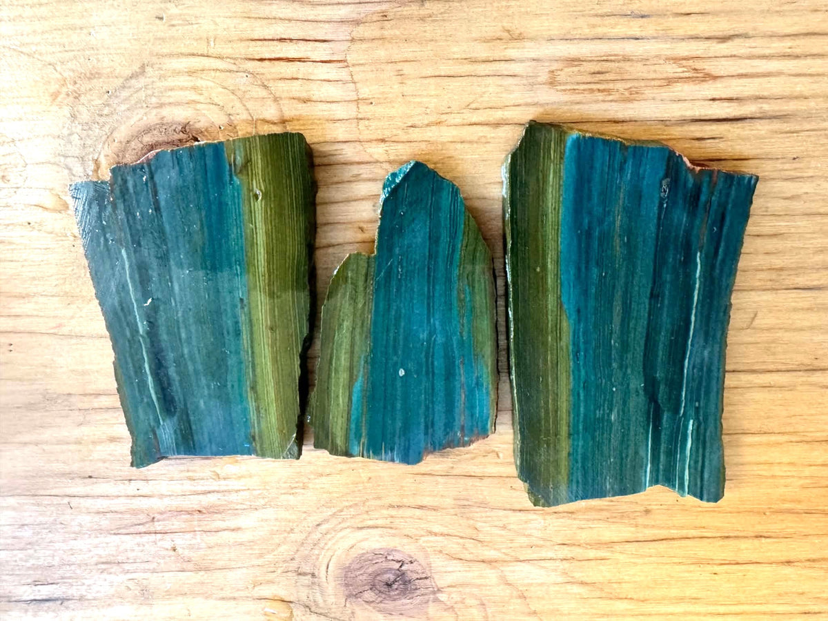 Lot of Three Larsonite (Gary Green) Natural Stone Slabs