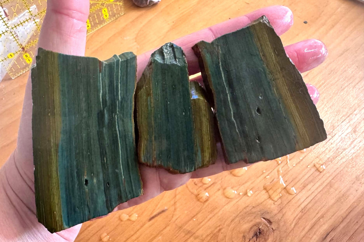 Lot of Three Larsonite (Gary Green) Natural Stone Slabs
