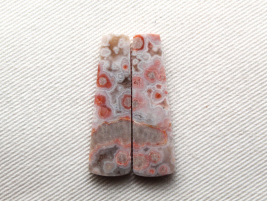 Small River Jasper Cabochons Pair Gemstone pink beige