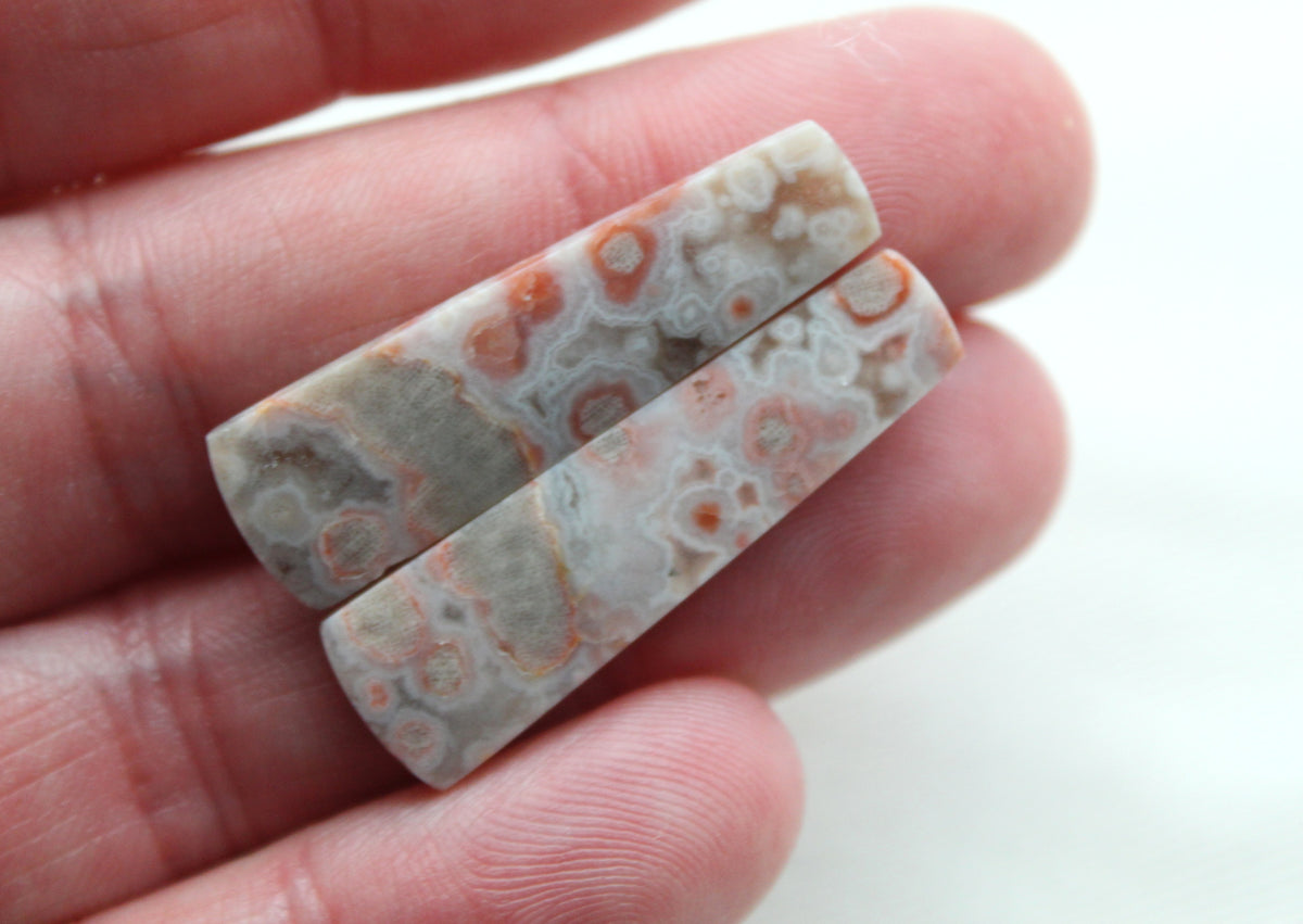 Small River Jasper Cabochons Pair Gemstone pink beige