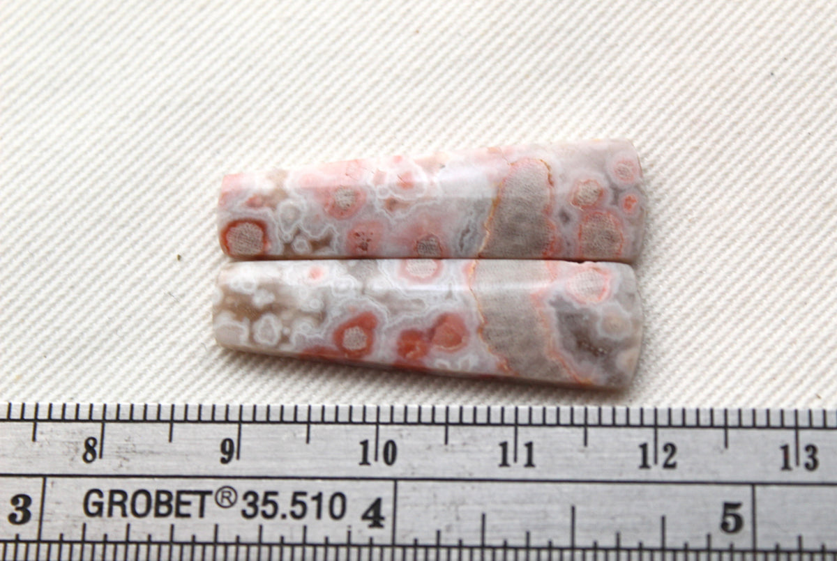Small River Jasper Cabochons Pair Gemstone pink beige