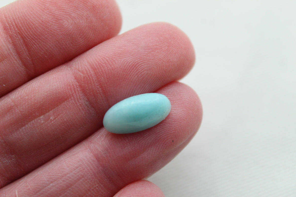 FOUR Amazonite oval cabochon 7x14 mm blue high dome