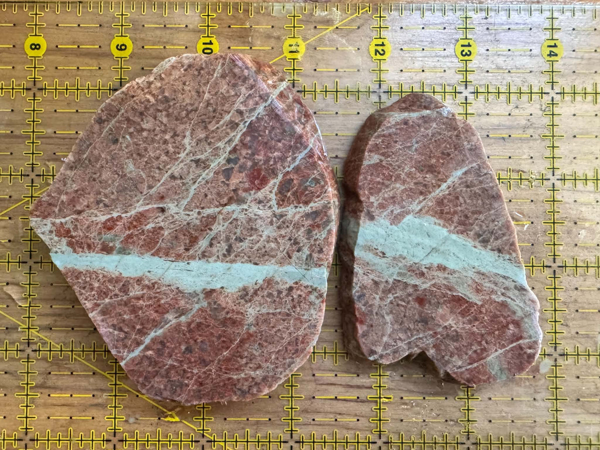 Lot of two small Lake Superior Unakite Natural Stone Slabs