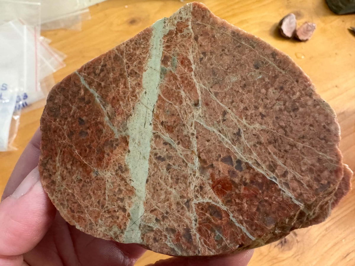 Lot of two small Lake Superior Unakite Natural Stone Slabs