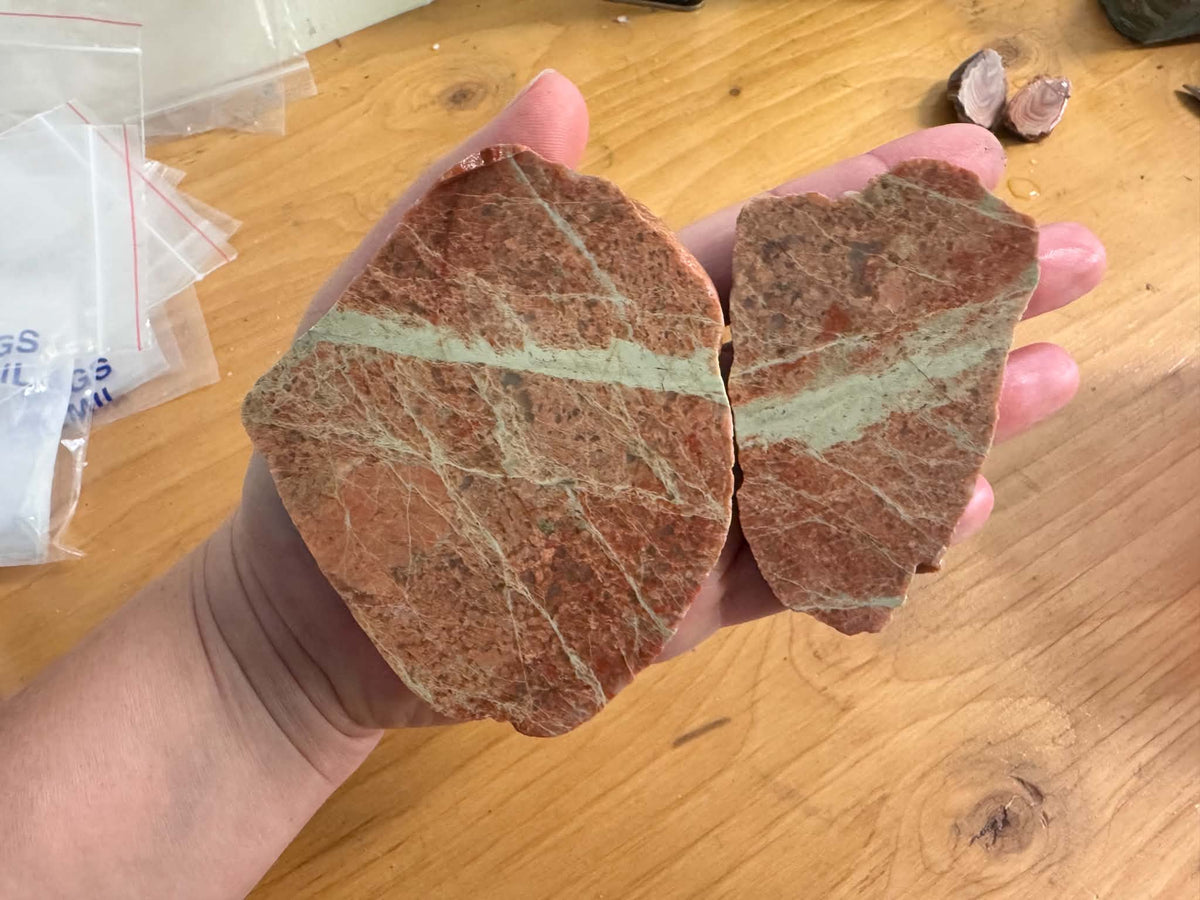 Lot of two small Lake Superior Unakite Natural Stone Slabs