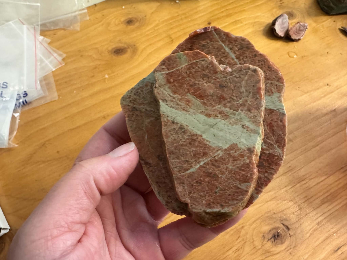 Lot of two small Lake Superior Unakite Natural Stone Slabs