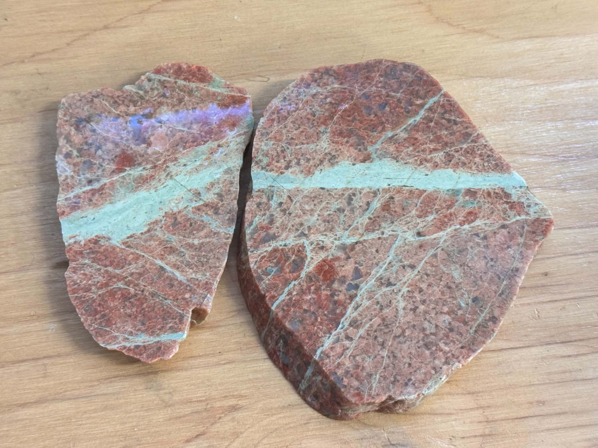 Lot of two small Lake Superior Unakite Natural Stone Slabs