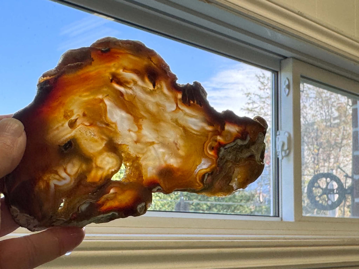 Sumatra Agate Natural Stone Slab yellow druzy