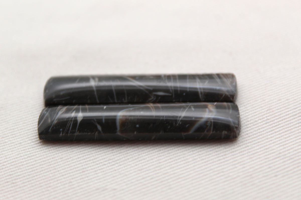 Feather Agate Cabochons Pair Gemstone rectangle