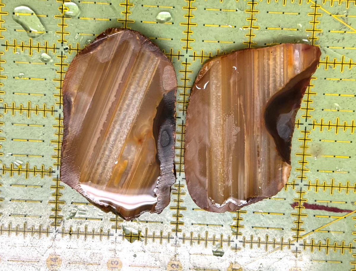 Lot of two small Waterline Agate Natural Stone Slabs