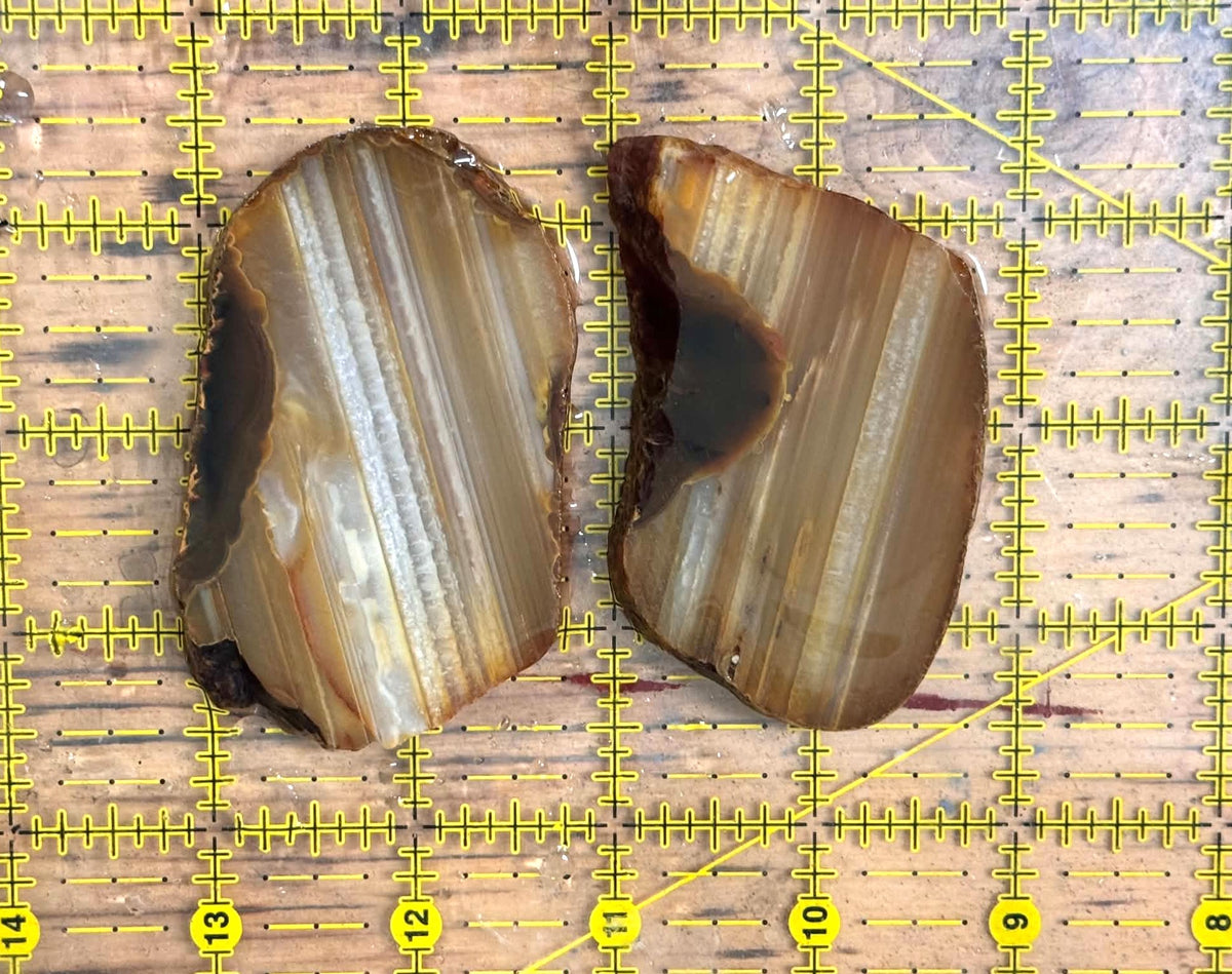 Lot of two small Waterline Agate Natural Stone Slabs
