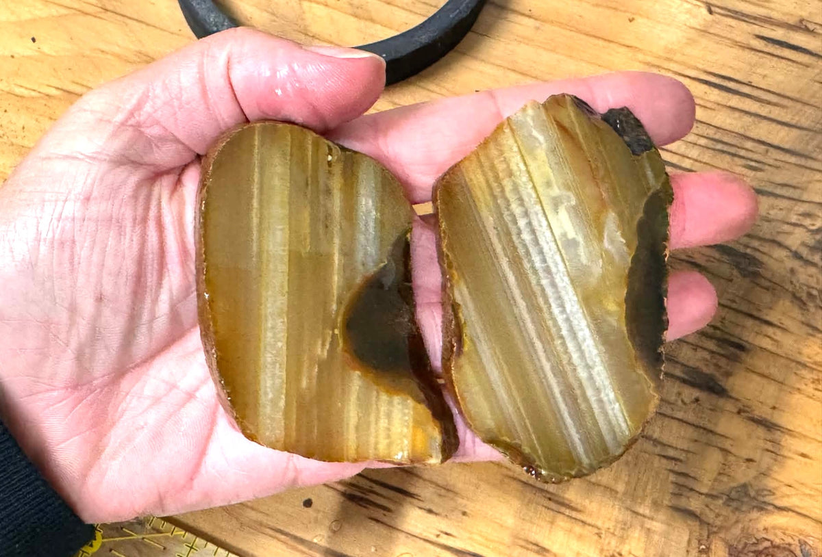 Lot of two small Waterline Agate Natural Stone Slabs