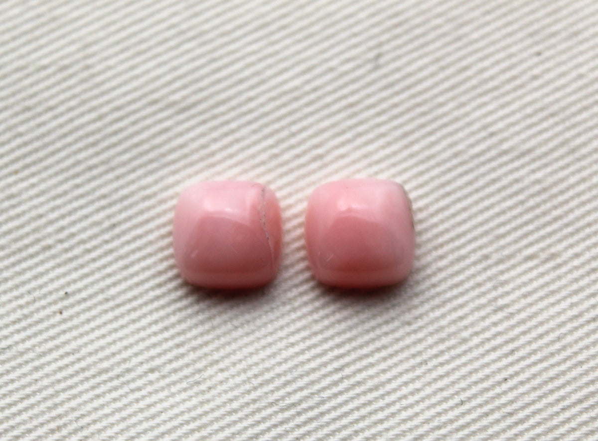 TWO Pink Opal Cushion Cabochon Gemstone 8MM