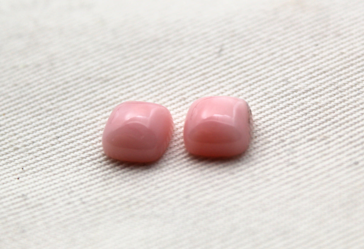 TWO Pink Opal Cushion Cabochon Gemstone 8MM