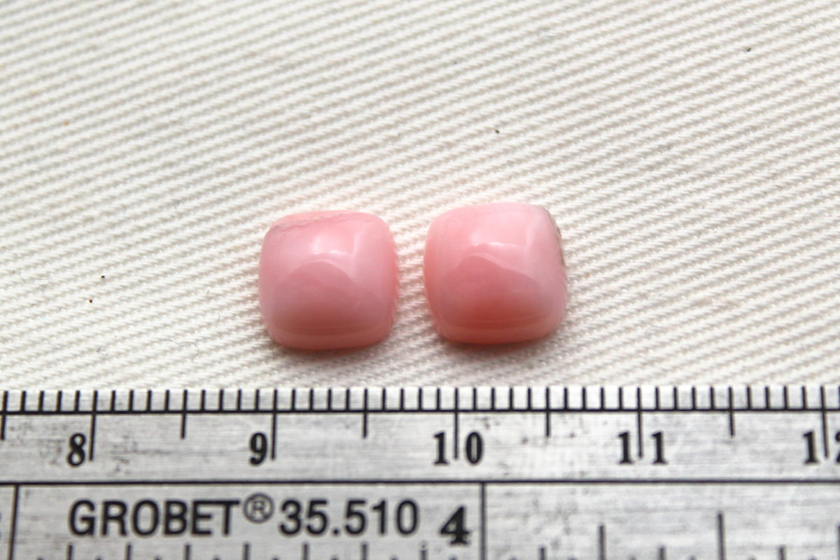 TWO Pink Opal Cushion Cabochon Gemstone 8MM