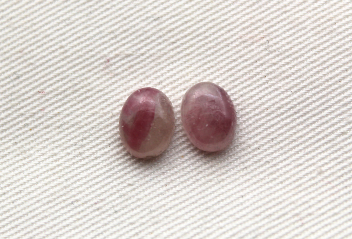 TWO Pink Tourmalines oval 7x9MM Cabochons.