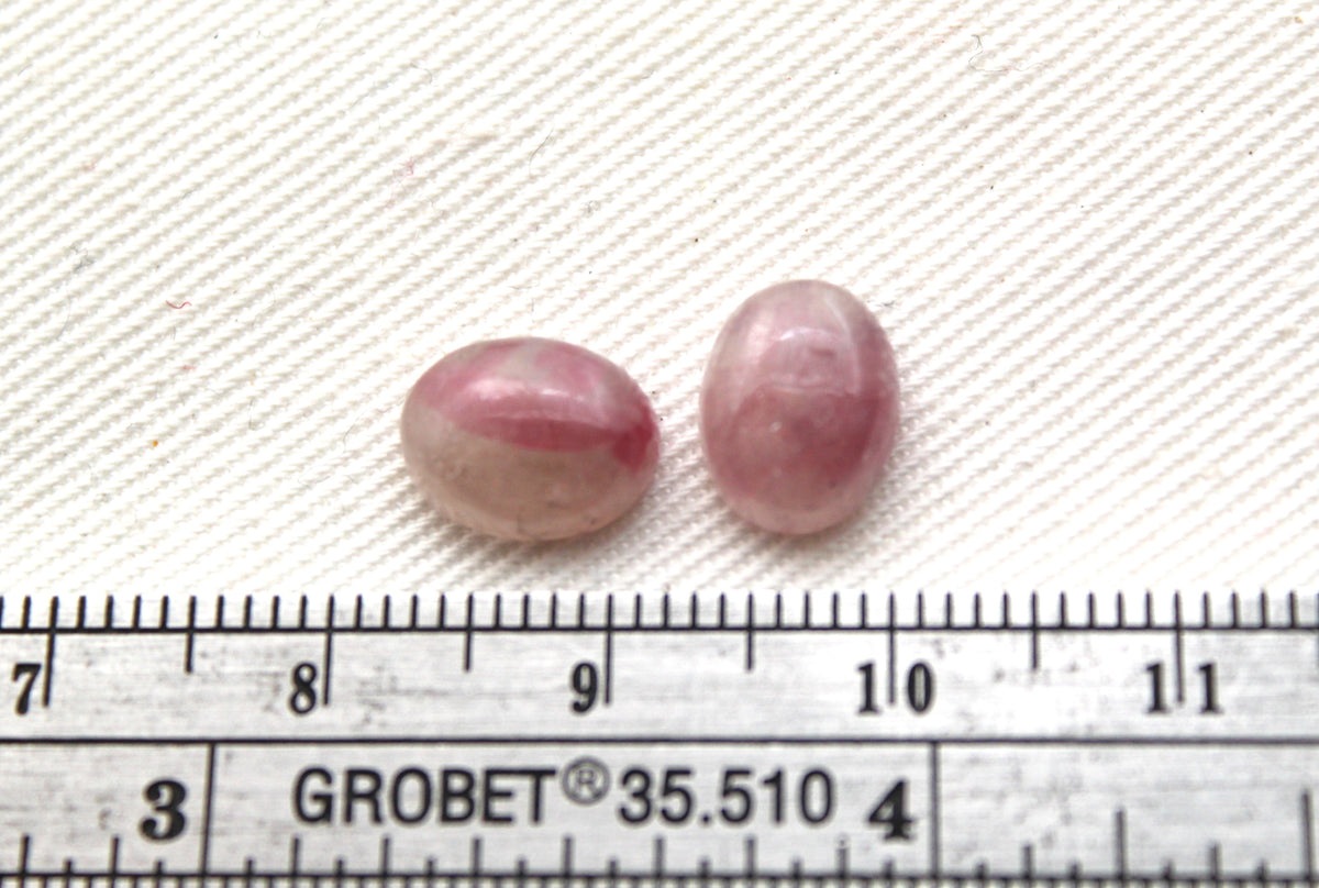 TWO Pink Tourmalines oval 7x9MM Cabochons.