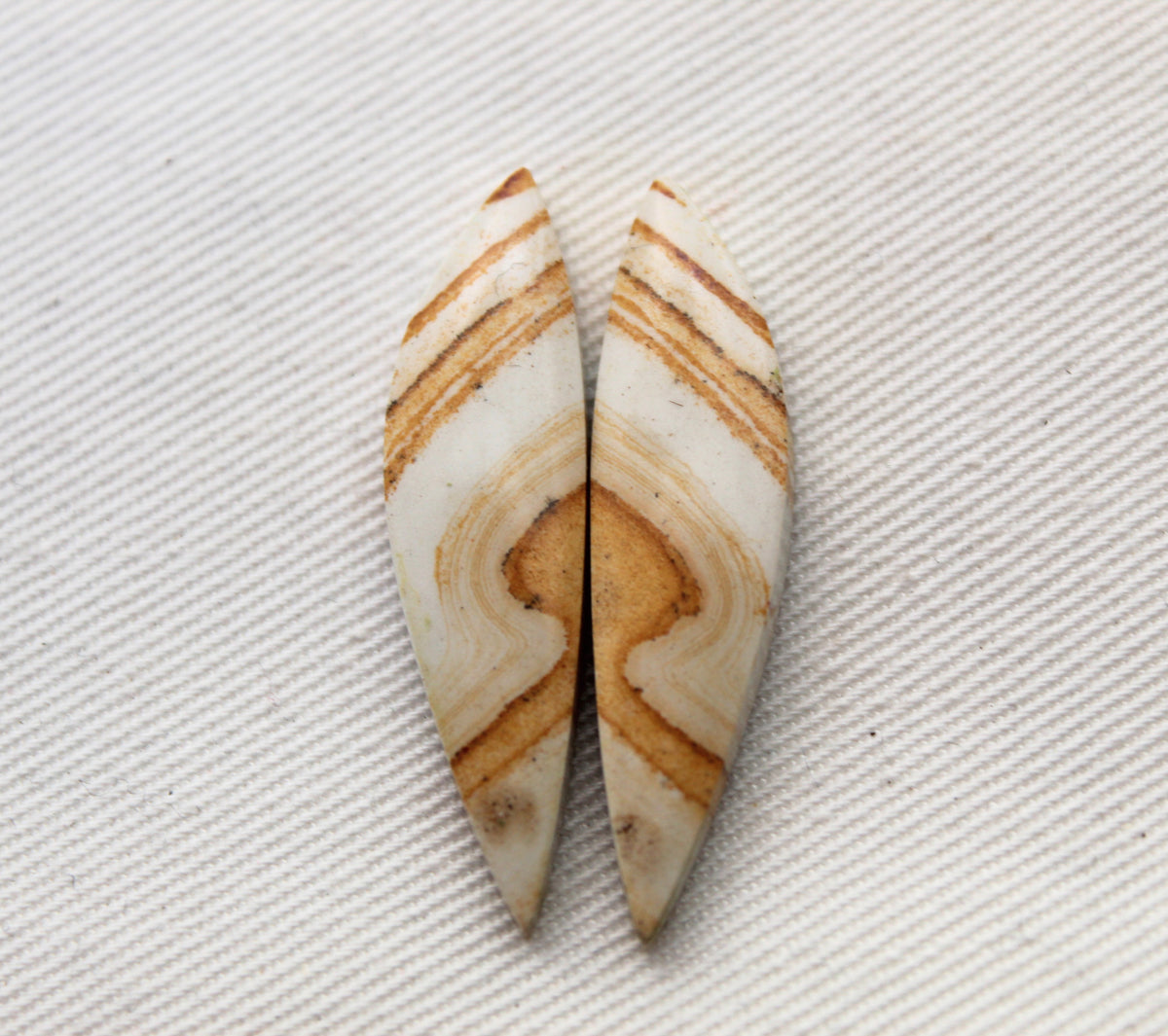 Pair of Retro Jasper Cabochon yellow orange