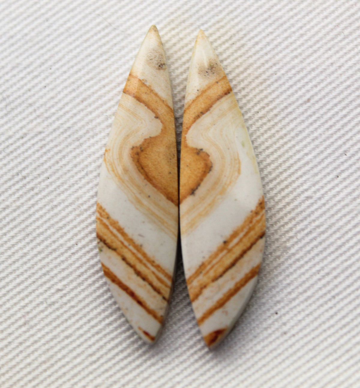 Pair of Retro Jasper Cabochon yellow orange