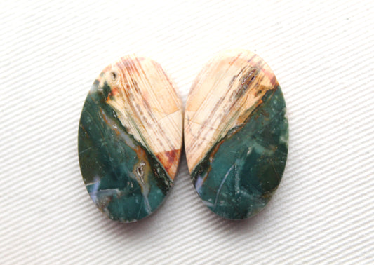 Unique Indonesian Green Jasper Pair Oval
