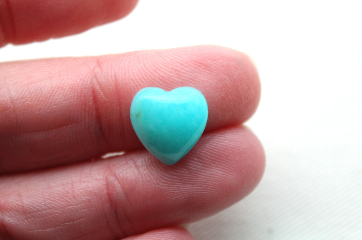 TWO Amazonite heart cabochon 12 mm blue