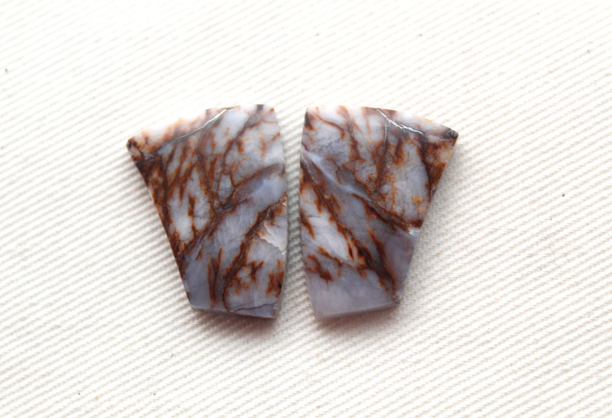 Crazy Chalcedony cabochons Pair purple freeform