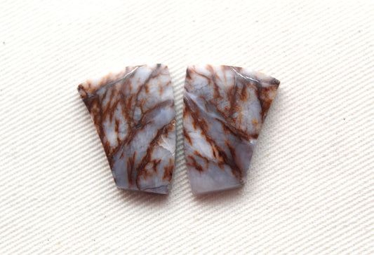 Crazy Chalcedony cabochons Pair purple freeform