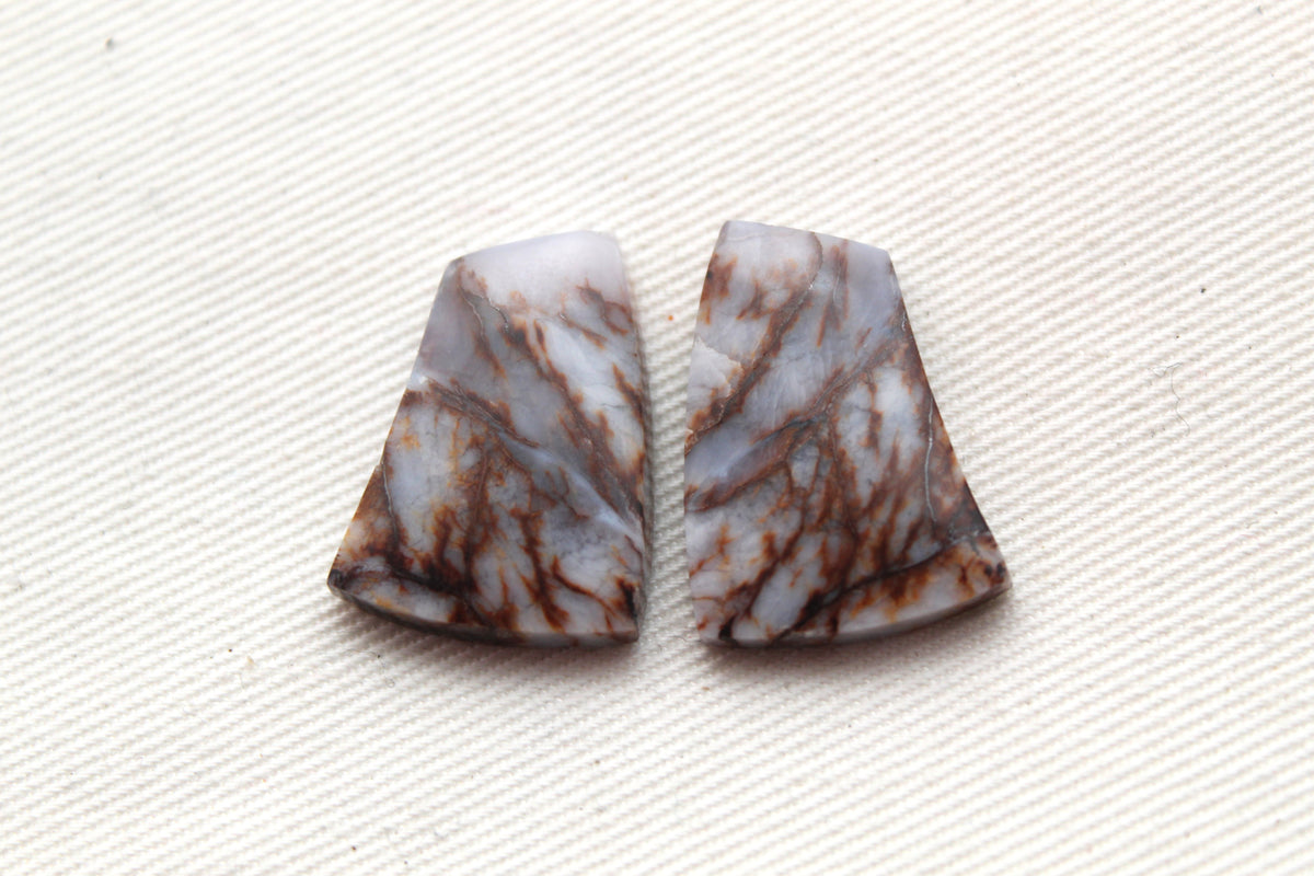 Crazy Chalcedony cabochons Pair purple freeform