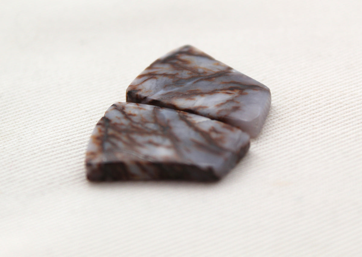 Crazy Chalcedony cabochons Pair purple freeform