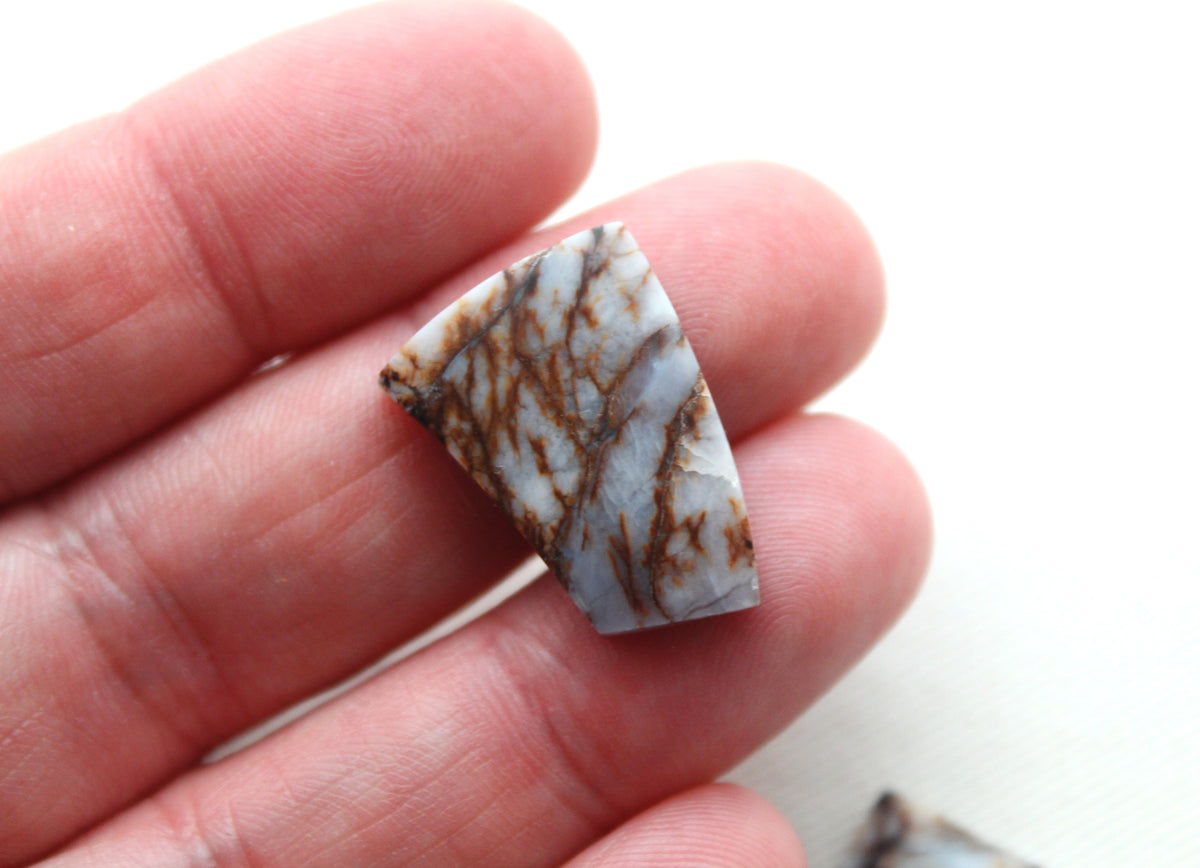 Crazy Chalcedony cabochons Pair purple freeform