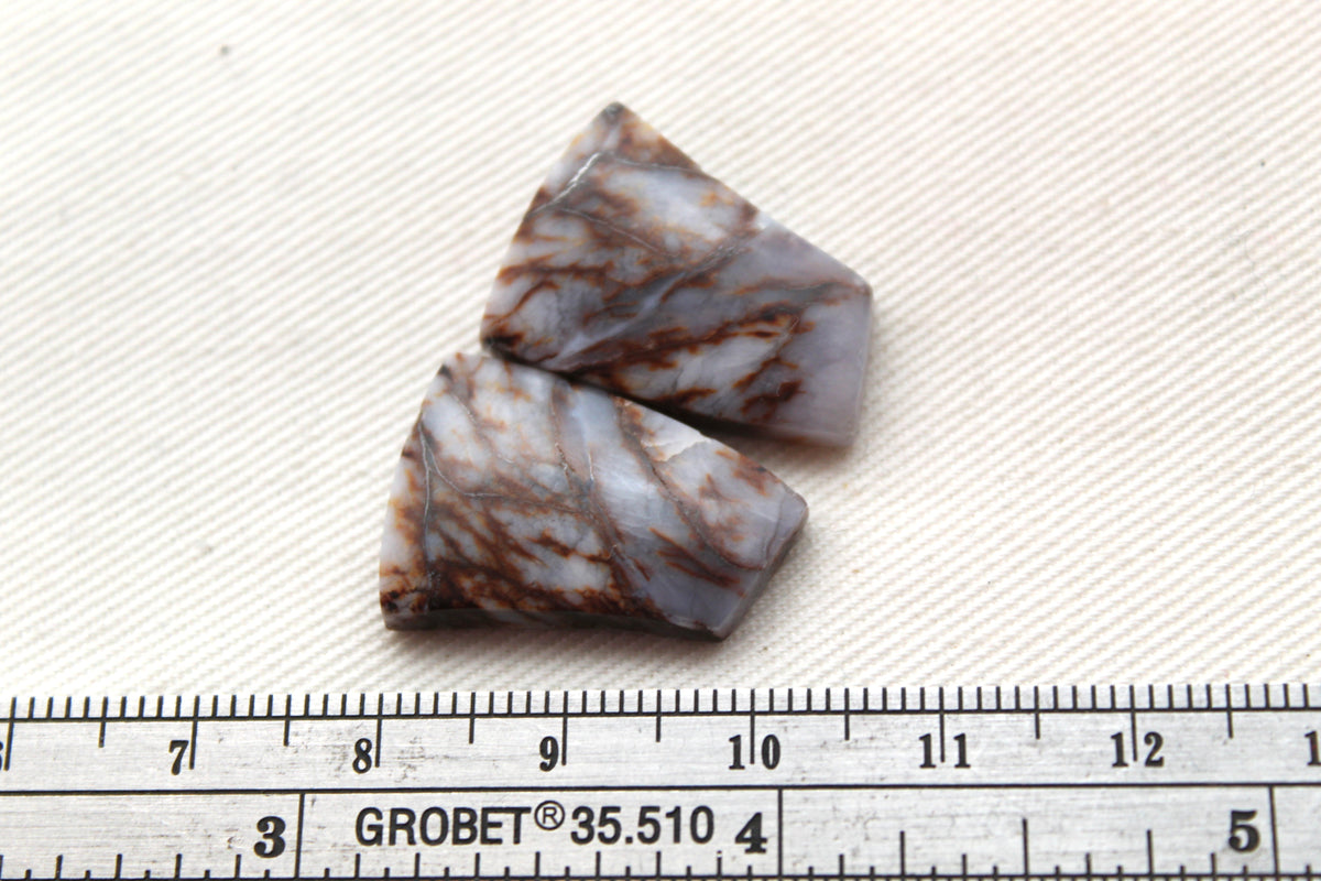 Crazy Chalcedony cabochons Pair purple freeform