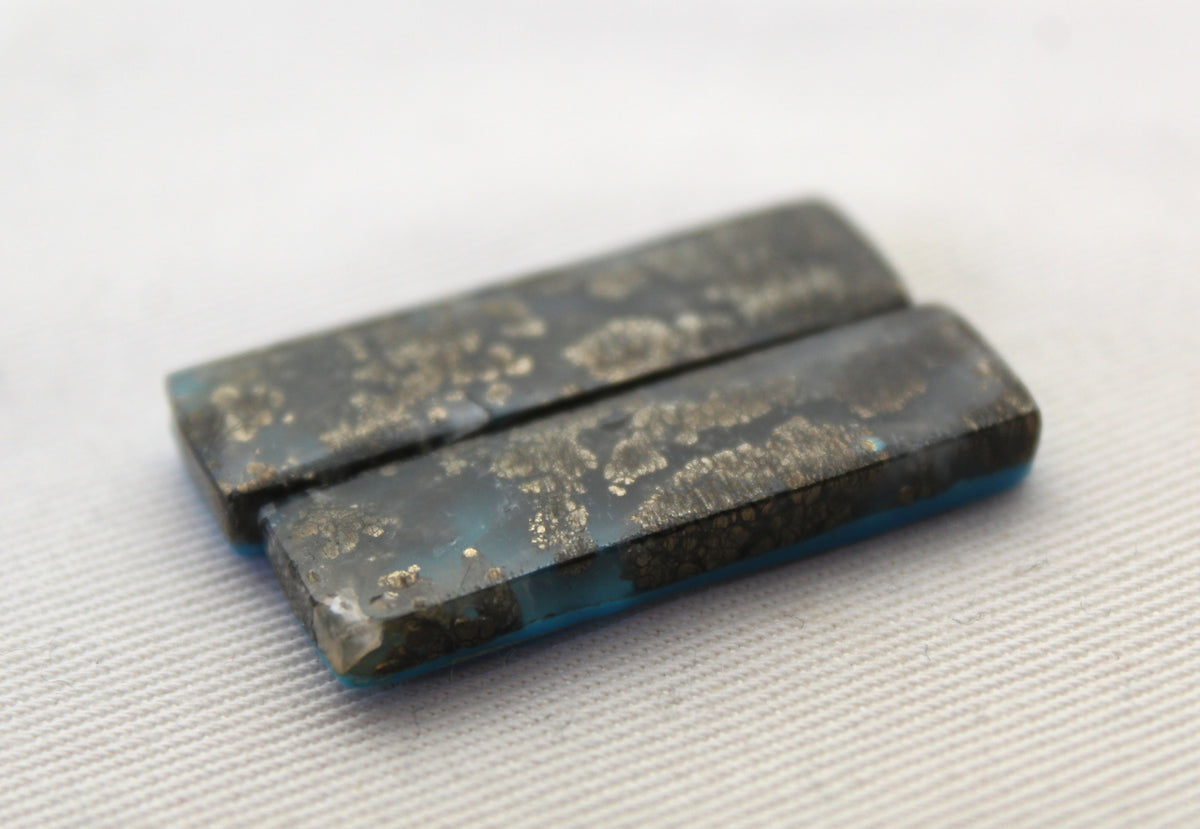 Marcasite DOUBLET Cabochons Pair Gemstone rectangle