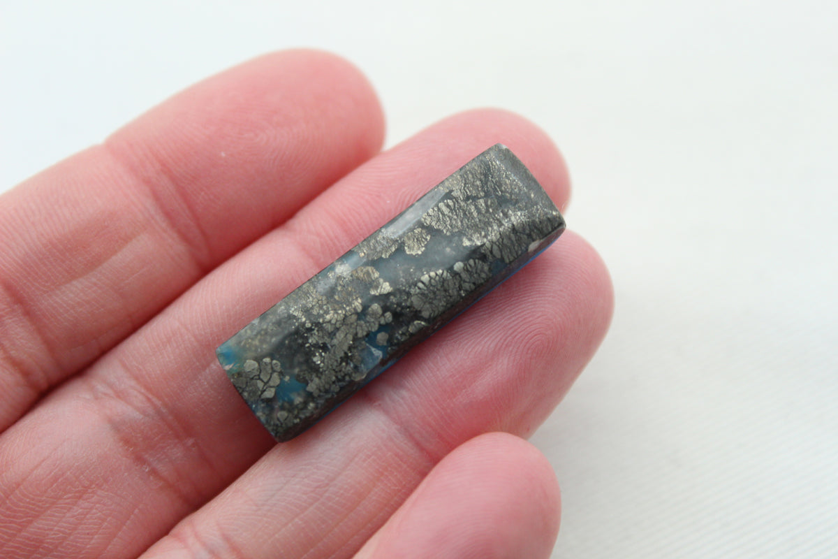 Marcasite DOUBLET Cabochons Pair Gemstone rectangle