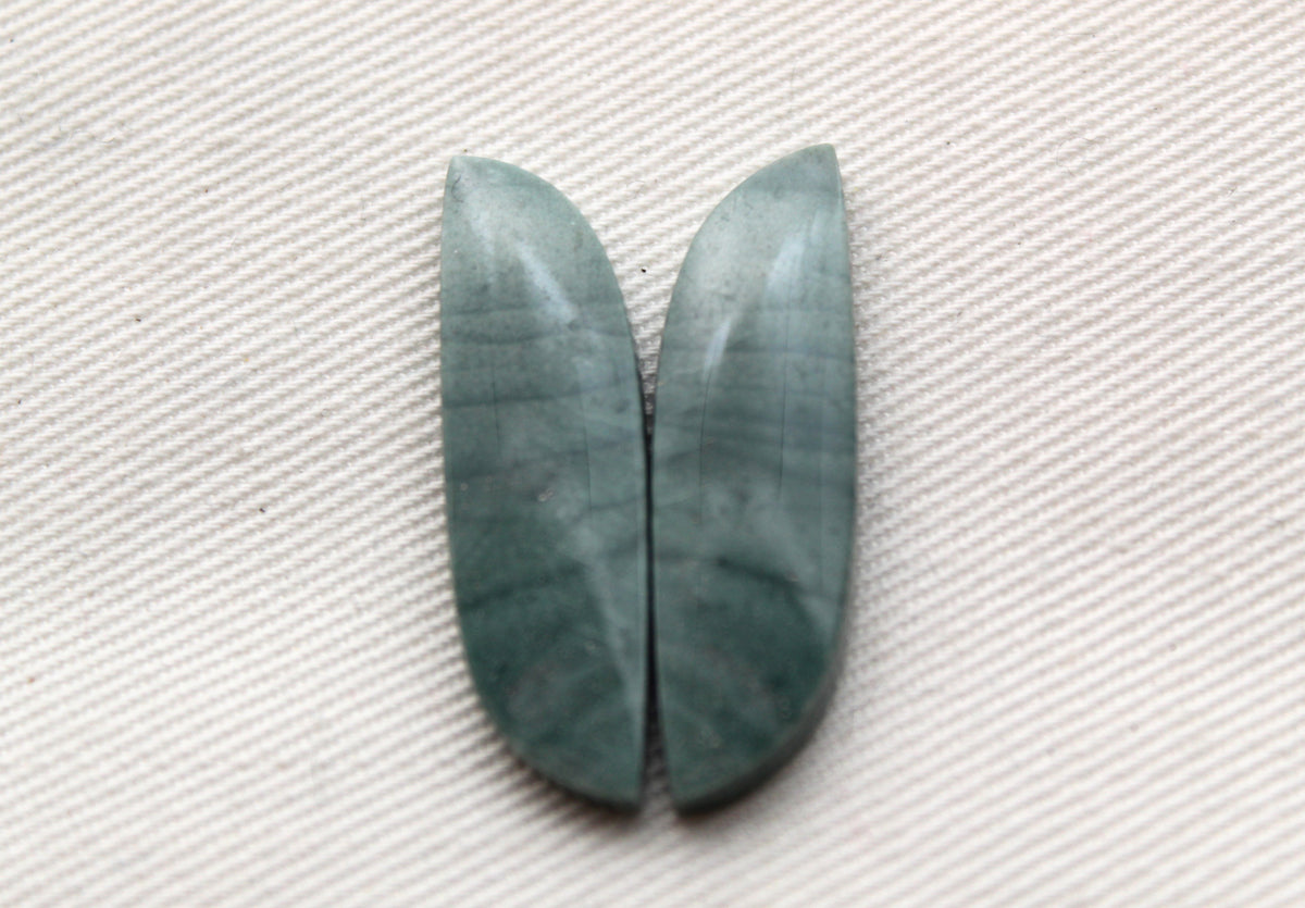 Paire de Cabochons Jaspe Impérial Gris ovale