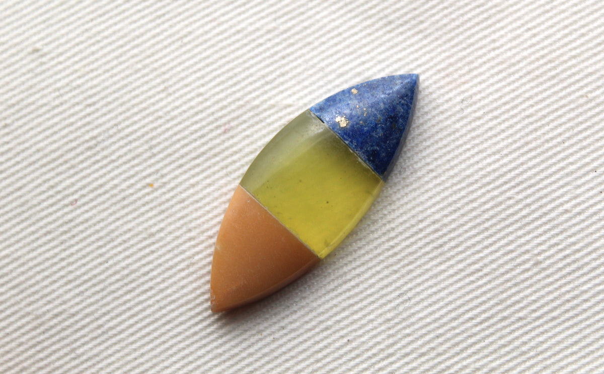 Small Intarsia Cabochon Lapis vesuvianite yellow Chrysoprase