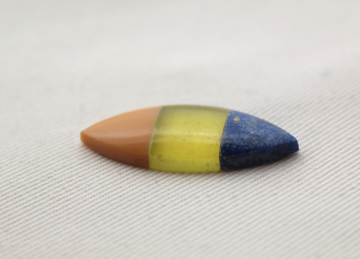 Small Intarsia Cabochon Lapis vesuvianite yellow Chrysoprase
