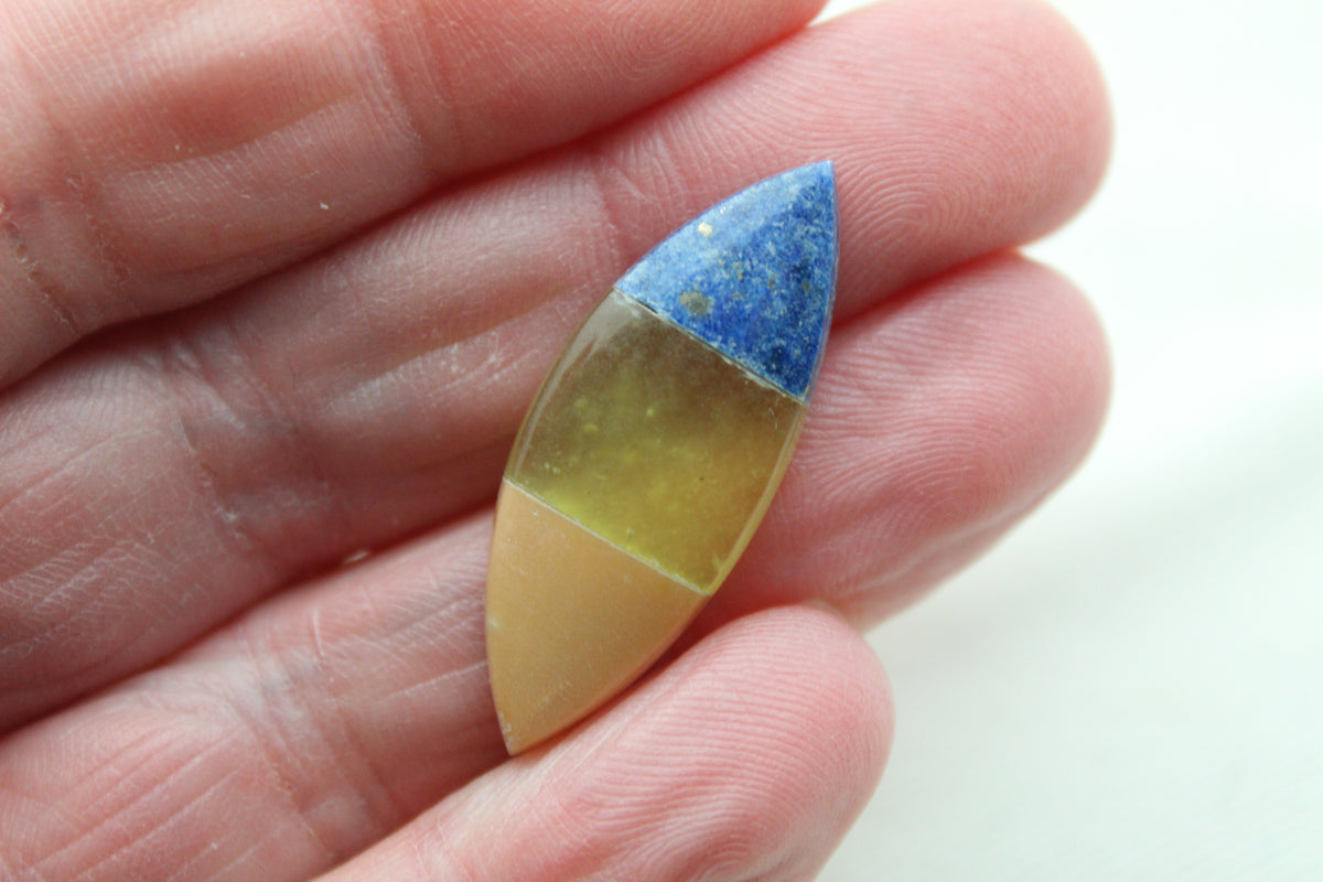 Small Intarsia Cabochon Lapis vesuvianite yellow Chrysoprase