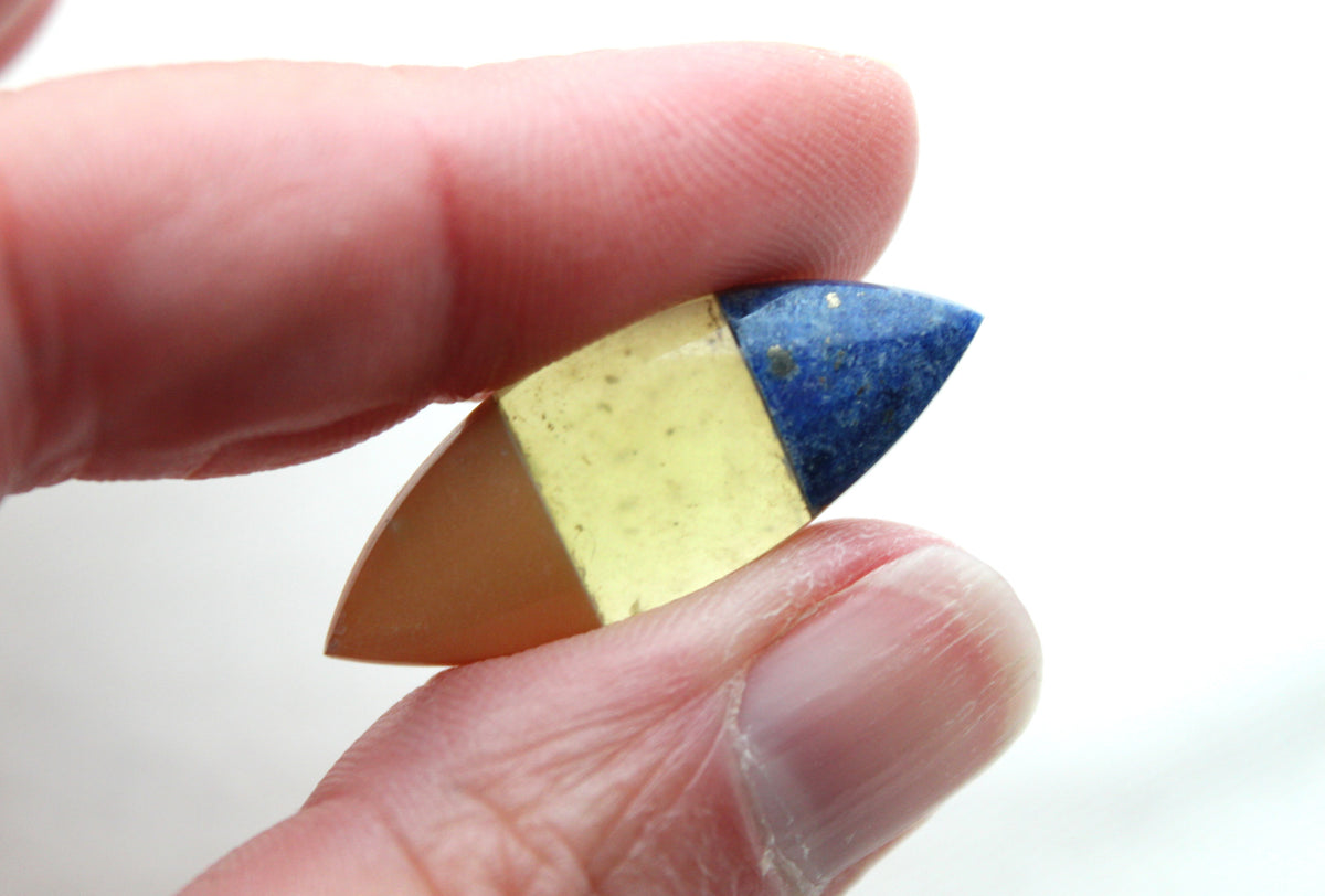 Small Intarsia Cabochon Lapis vesuvianite yellow Chrysoprase