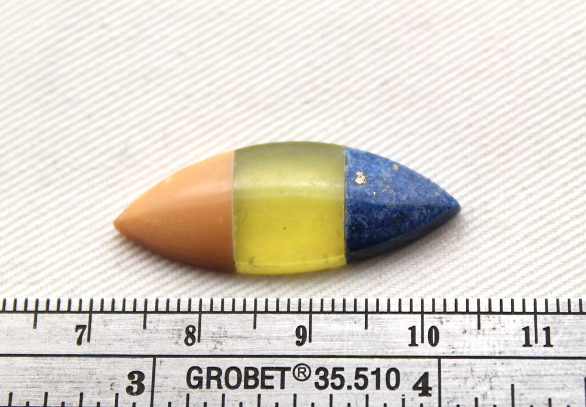 Small Intarsia Cabochon Lapis vesuvianite yellow Chrysoprase