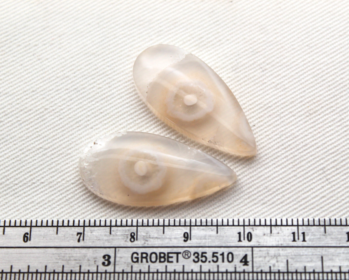 Orbicular Agate Cabochons Pair Gemstone natural teardrop