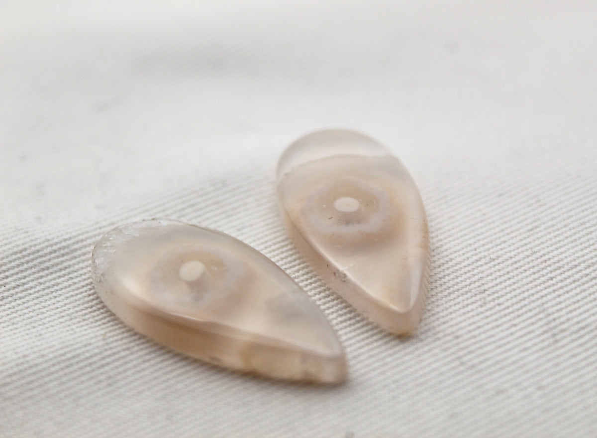 Orbicular Agate Cabochons Pair Gemstone natural teardrop